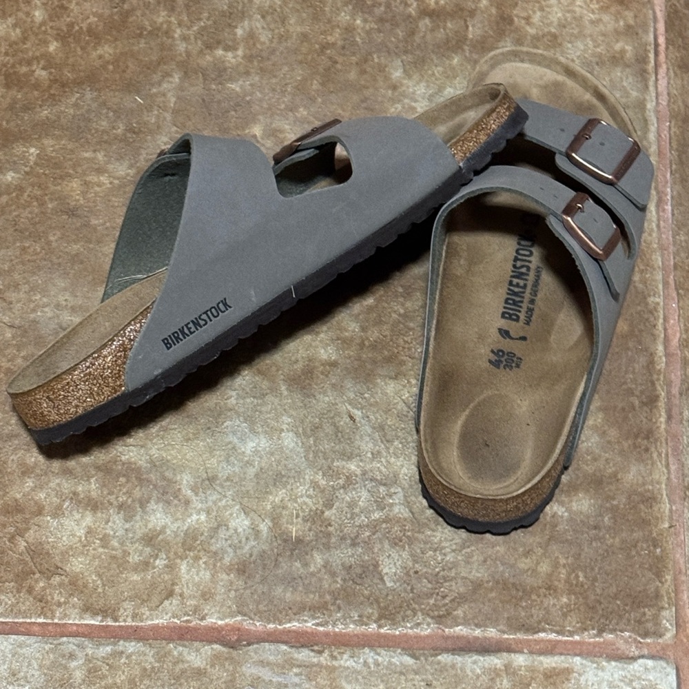 Birkenstock Gray Two-Strap Cork Footbed Sandals